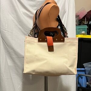 White Cross Tan and Brown Tote Bag